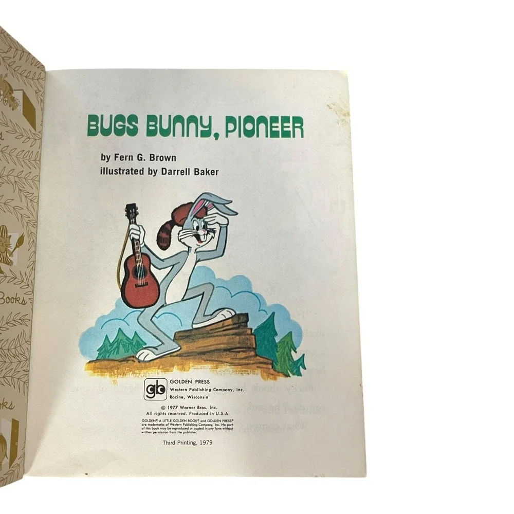 Bugs Bunny, Pioneer Little Golden Book 1979 Third Printing Fern G. Brown Vintage